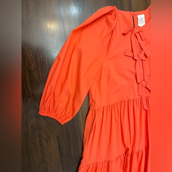 Cinq A Sept Lynn Dress Size 14 Coral Mini Layered Bow Easter Spring Ruffle NWT - Picture 5 of 16
